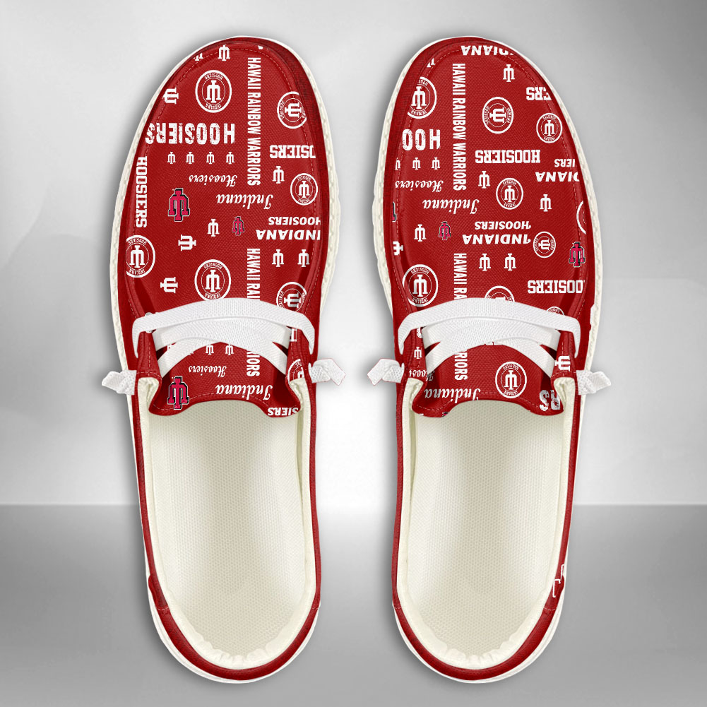 JWFancy NCAA Indiana Hoosiers Hey Dude Shoes Wally Men's Lace Up Loafers Comfortable For Men And Women