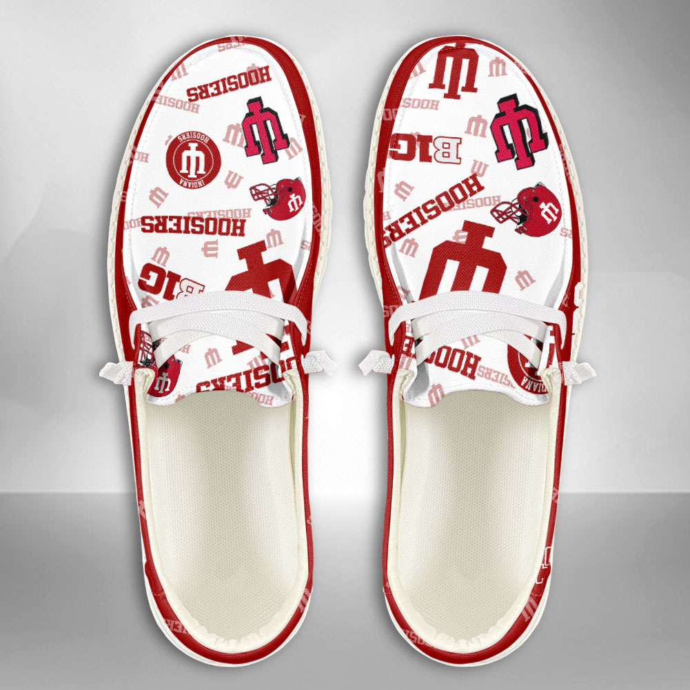 JWFancy NCAA Indiana Hoosiers Hey Dude Shoes Wally Men's Lace Up Loafers Comfortable For Men And Women