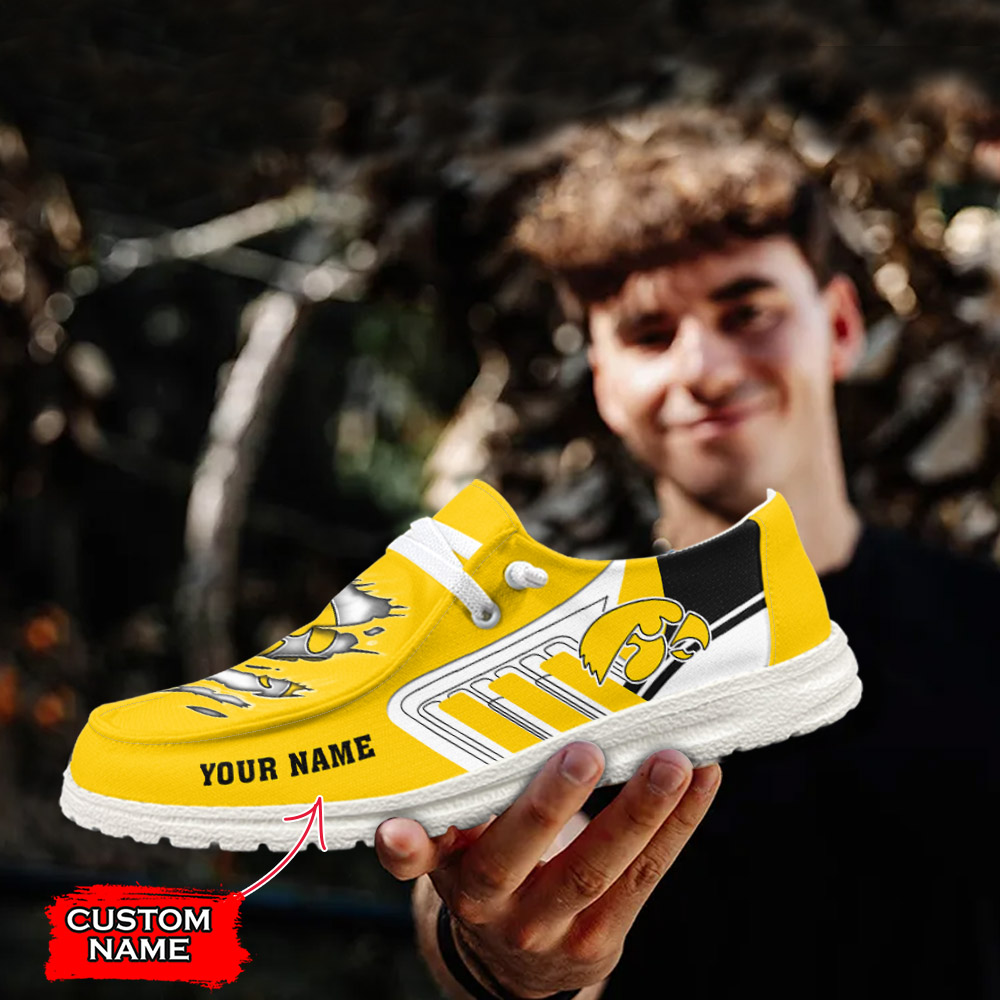 JWFancy NCAA Iowa Hawkeyes Hey Dude Shoes Wally Men's Lace Up Loafers Comfortable For Men And Women