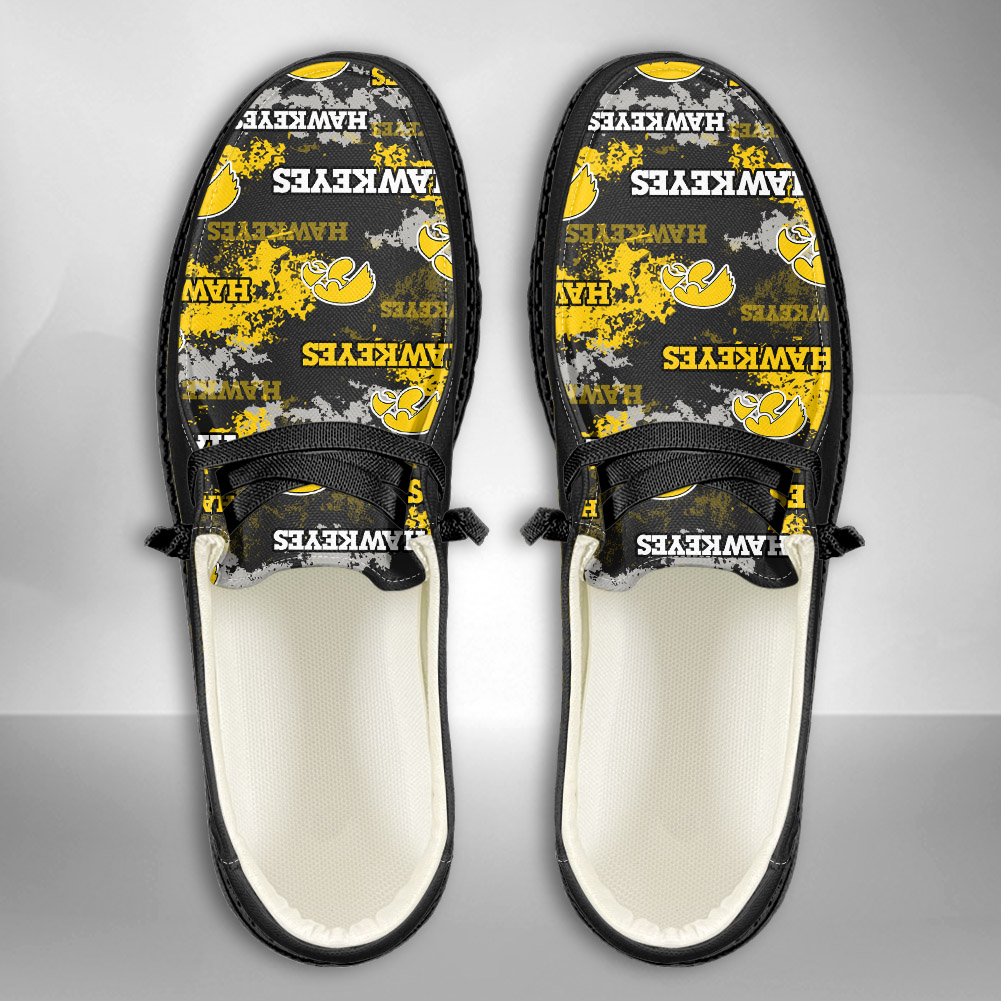 JWFancy NCAA Iowa Hawkeyes Hey Dude Shoes Wally Men's Lace Up Loafers Comfortable For Men And Women