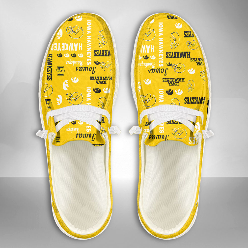 JWFancy NCAA Iowa Hawkeyes Hey Dude Shoes Wally Men's Lace Up Loafers Comfortable For Men And Women