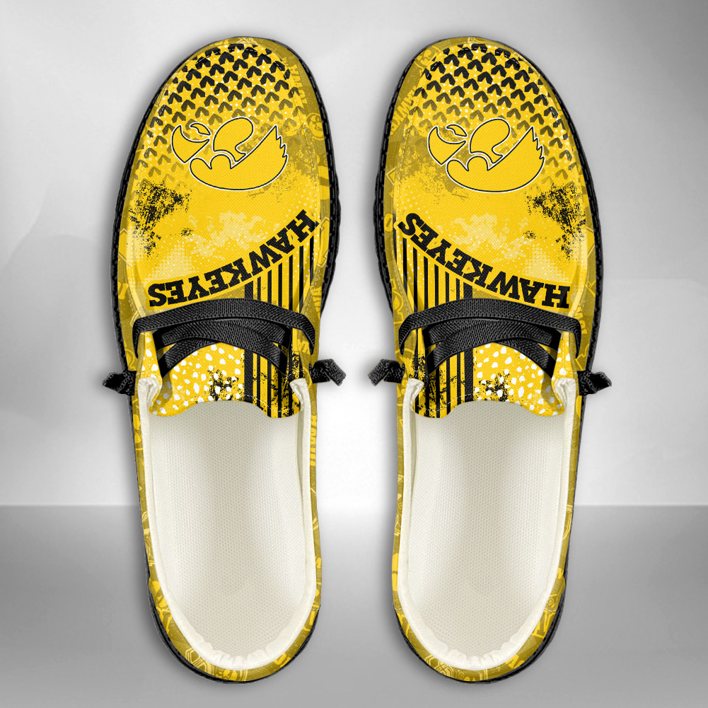 JWFancy NCAA Iowa Hawkeyes Hey Dude Shoes Wally Men's Lace Up Loafers Comfortable For Men And Women