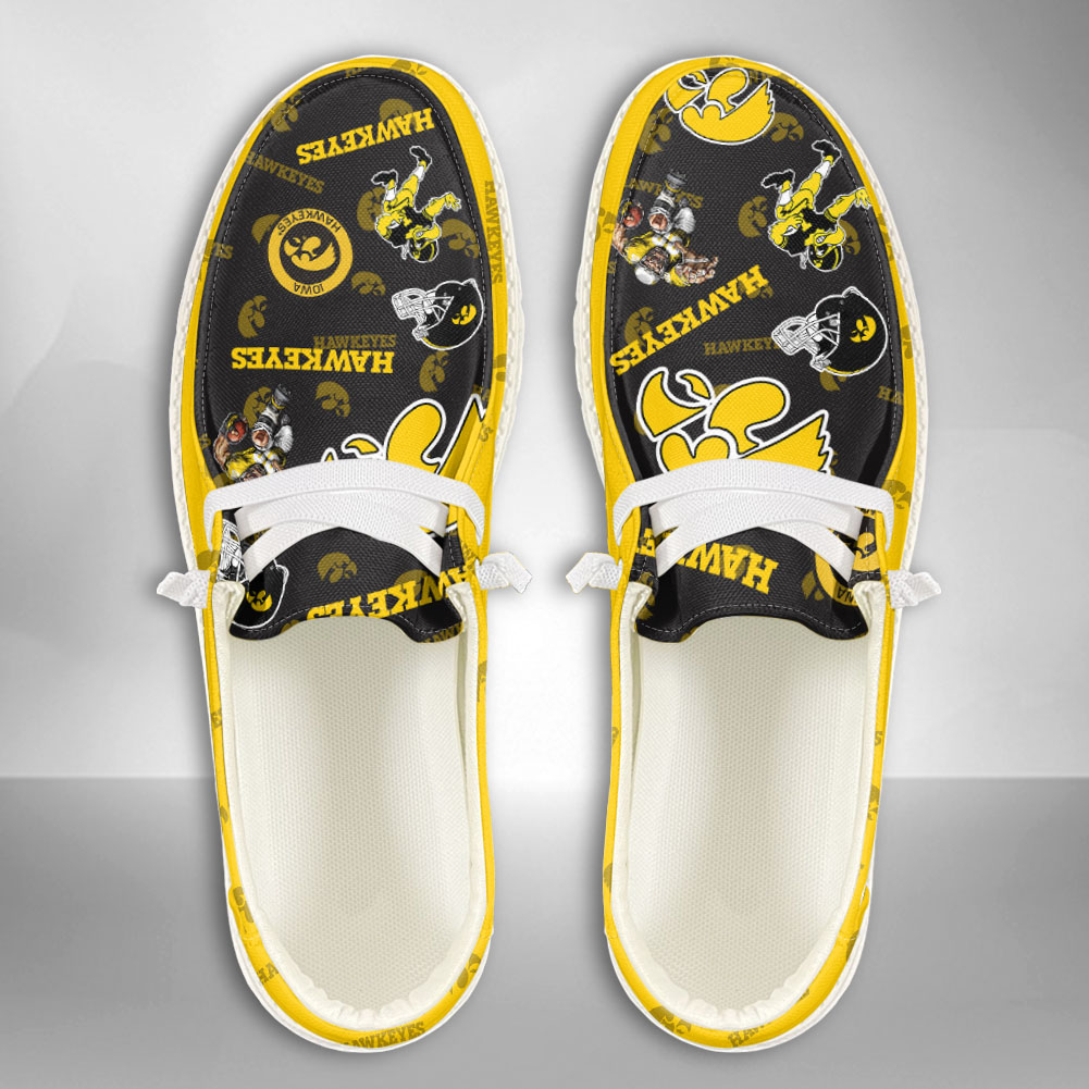 JWFancy NCAA Iowa Hawkeyes Hey Dude Shoes Wally Men's Lace Up Loafers Comfortable For Men And Women