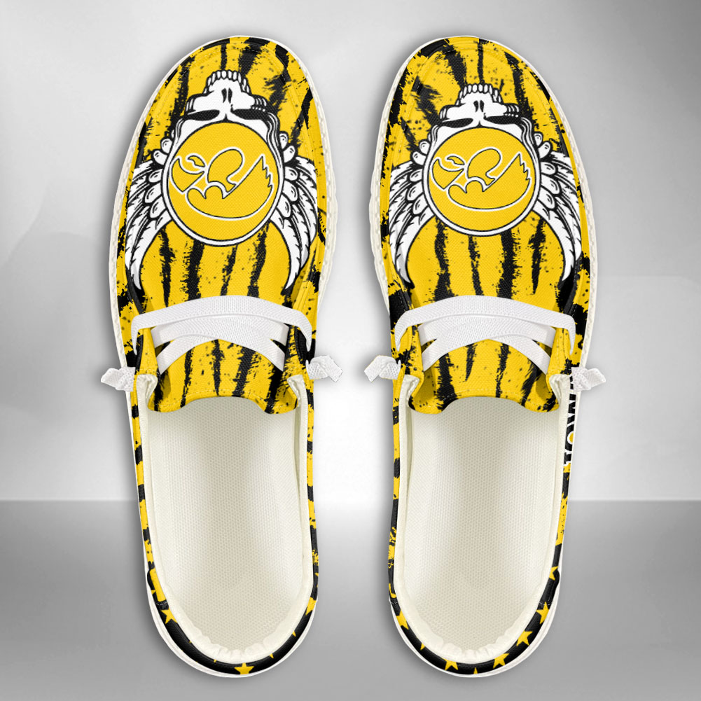 JWFancy NCAA Iowa Hawkeyes Hey Dude Shoes Wally Men's Lace Up Loafers Comfortable For Men And Women