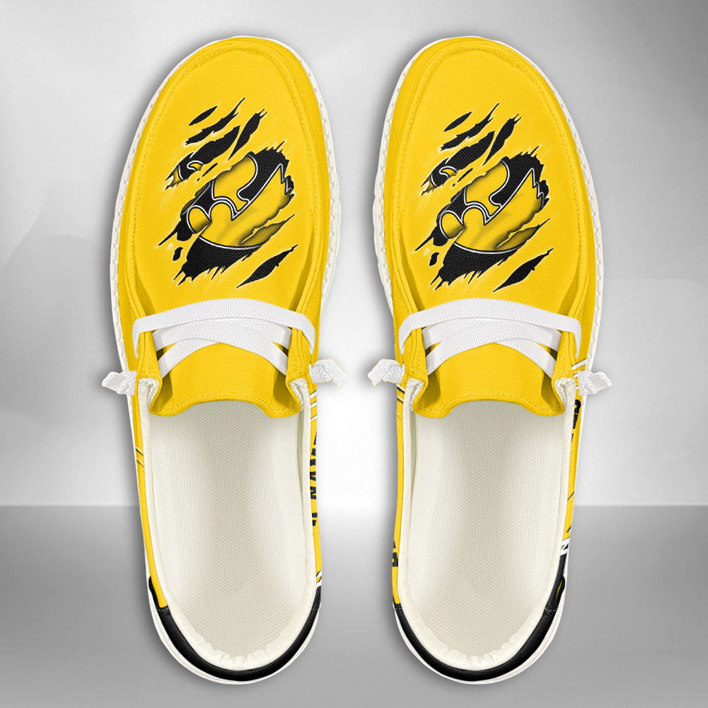 JWFancy NCAA Iowa Hawkeyes Hey Dude Shoes Wally Men's Lace Up Loafers Comfortable For Men And Women