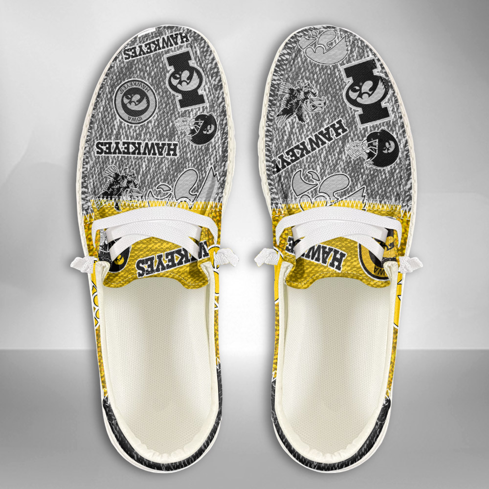 JWFancy NCAA Iowa Hawkeyes Hey Dude Shoes Wally Men's Lace Up Loafers Comfortable For Men And Women