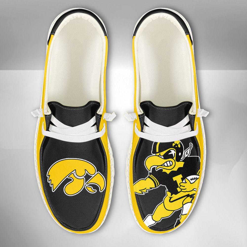 JWFancy NCAA Iowa Hawkeyes Hey Dude Shoes Wally Men's Lace Up Loafers Comfortable For Men And Women