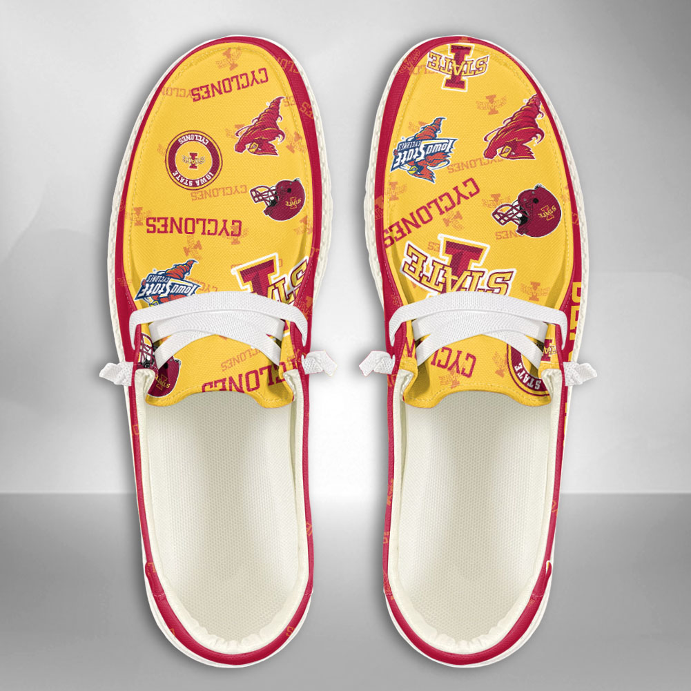 JWFancy NCAA Iowa State Cyclones Hey Dude Shoes Wally Men's Lace Up Loafers Comfortable For Men And Women