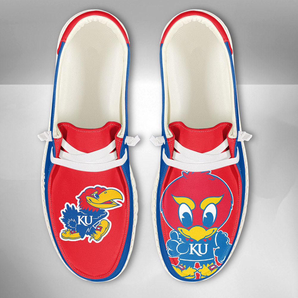 JWFancy NCAA Kansas Jayhawks Hey Dude Shoes Wally Men's Lace Up Loafers Comfortable For Men And Women