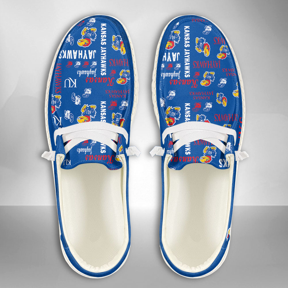 JWFancy NCAA Kansas Jayhawks Hey Dude Shoes Wally Men's Lace Up Loafers Comfortable For Men And Women
