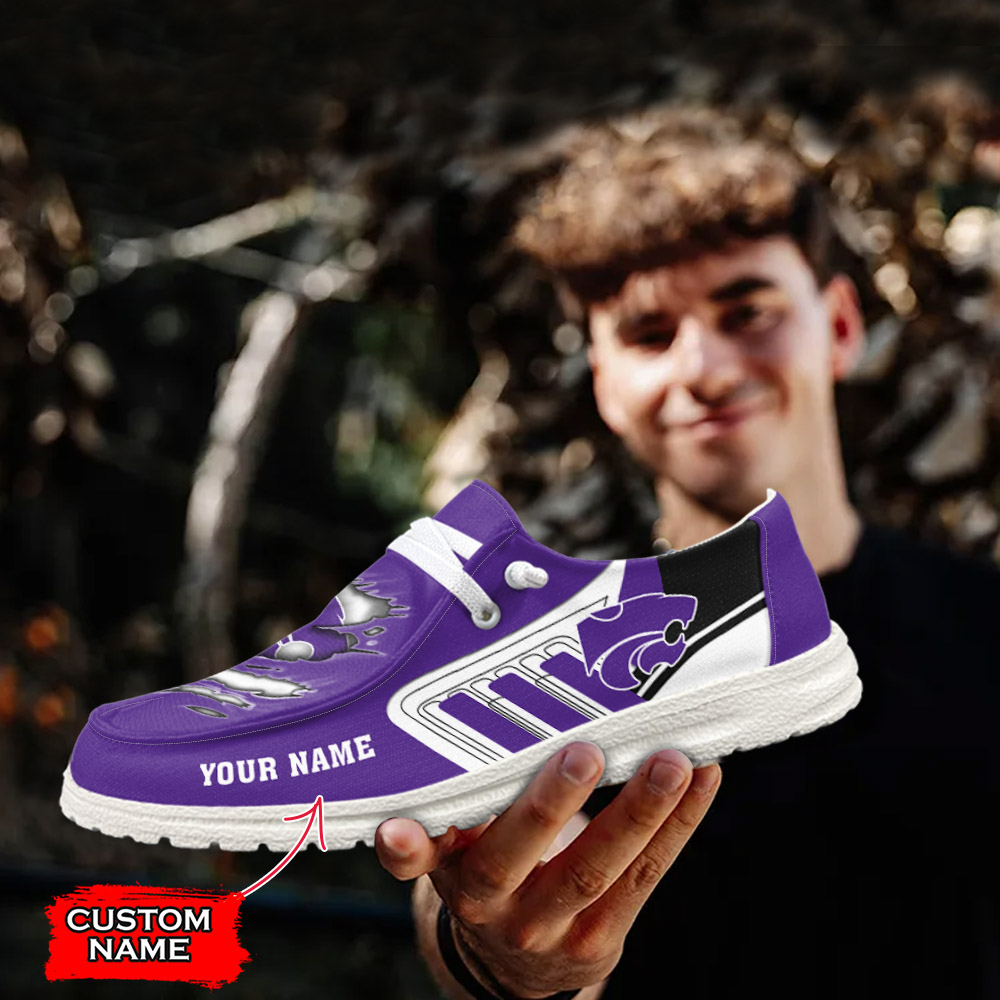 JWFancy NCAA Kansas State Wildcats Hey Dude Shoes Wally Men's Lace Up Loafers Comfortable For Men And Women