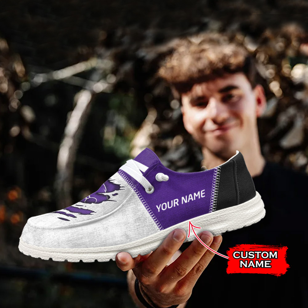 JWFancy NCAA Kansas State Wildcats Hey Dude Shoes Wally Men's Lace Up Loafers Comfortable For Men And Women