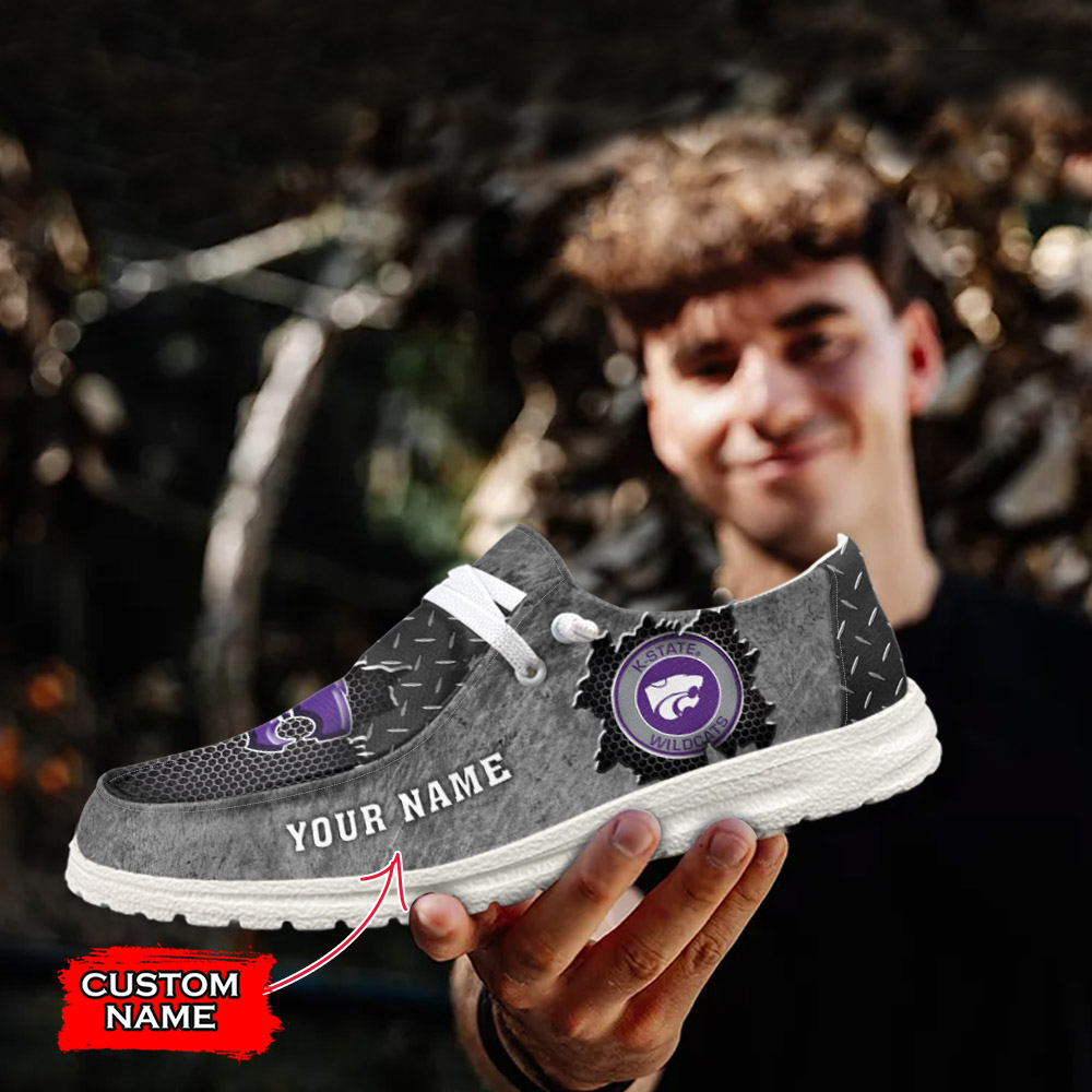 JWFancy NCAA Kansas State Wildcats Hey Dude Shoes Wally Men's Lace Up Loafers Comfortable For Men And Women