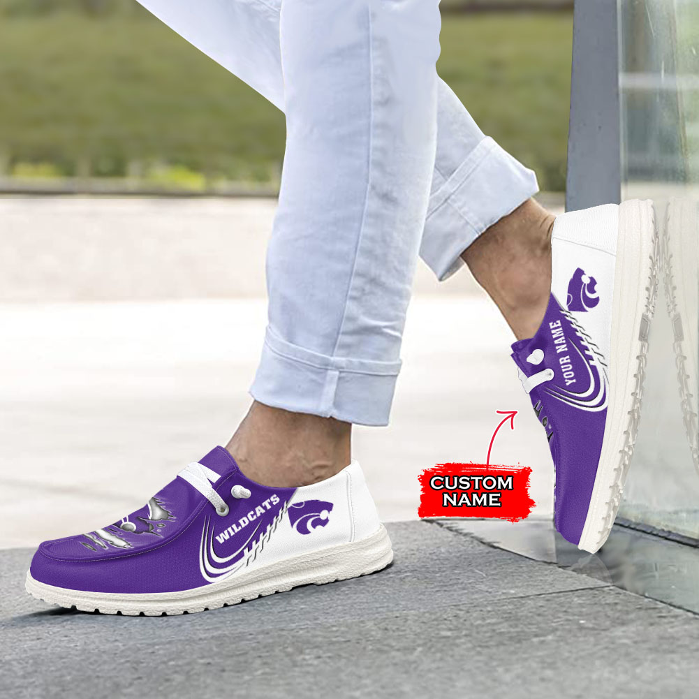 JWFancy NCAA Kansas State Wildcats Hey Dude Shoes Wally Men's Lace Up Loafers Comfortable For Men And Women