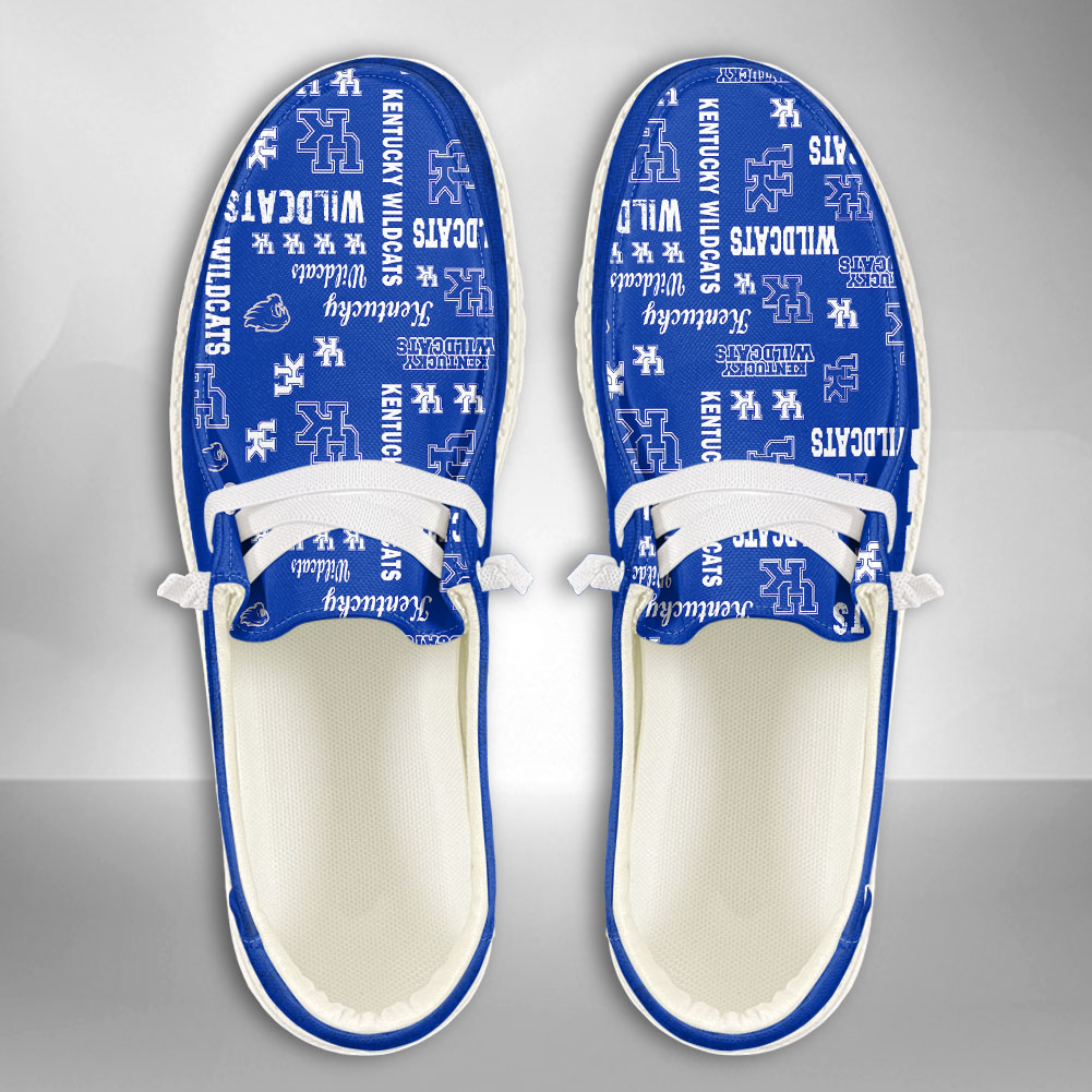 JWFancy NCAA Kentucky Wildcats Hey Dude Shoes Wally Men's Lace Up Loafers Comfortable For Men And Women