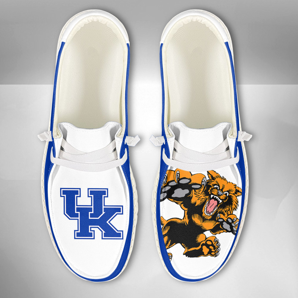 JWFancy NCAA Kentucky Wildcats Hey Dude Shoes Wally Men's Lace Up Loafers Comfortable For Men And Women