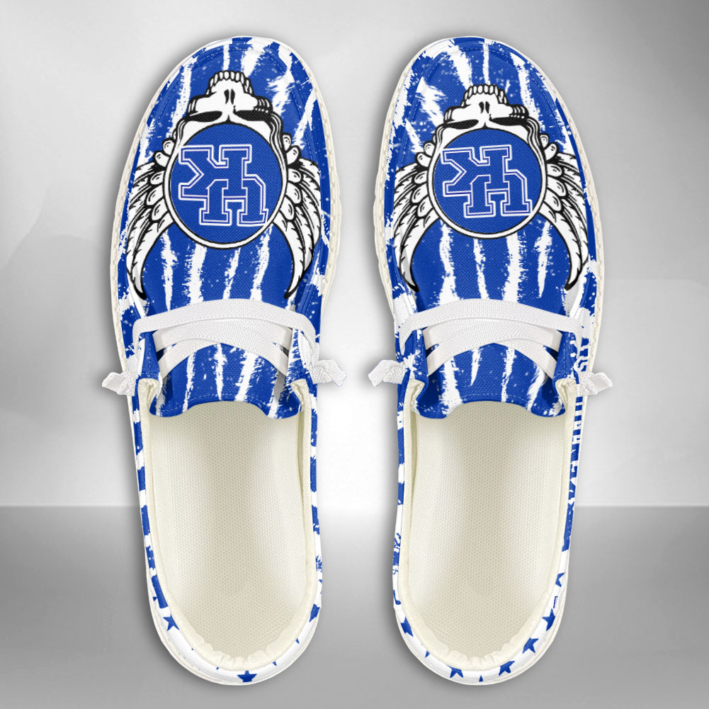 JWFancy NCAA Kentucky Wildcats Hey Dude Shoes Wally Men's Lace Up Loafers Comfortable For Men And Women