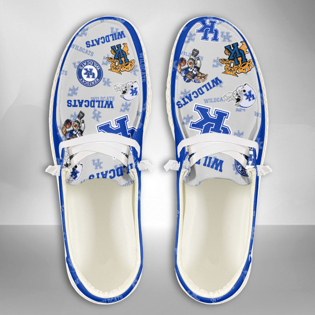 JWFancy NCAA Kentucky Wildcats Hey Dude Shoes Wally Men's Lace Up Loafers Comfortable For Men And Women