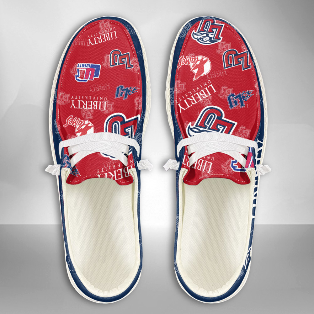 JWFancy NCAA Liberty University Hey Dude Shoes Wally Men's Lace Up Loafers Comfortable For Men And Women