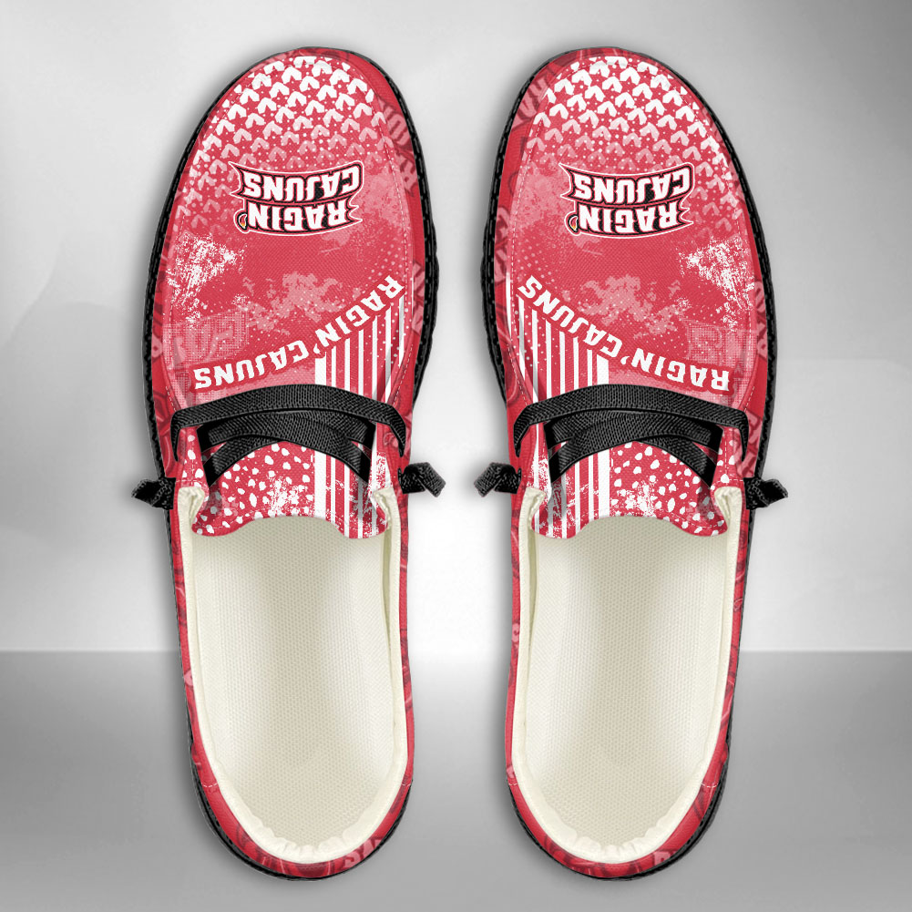 JWFancy NCAA Louisiana Lafayette Ragin' Cajuns Hey Dude Shoes Wally Men's Lace Up Loafers Comfortable For Men And Women