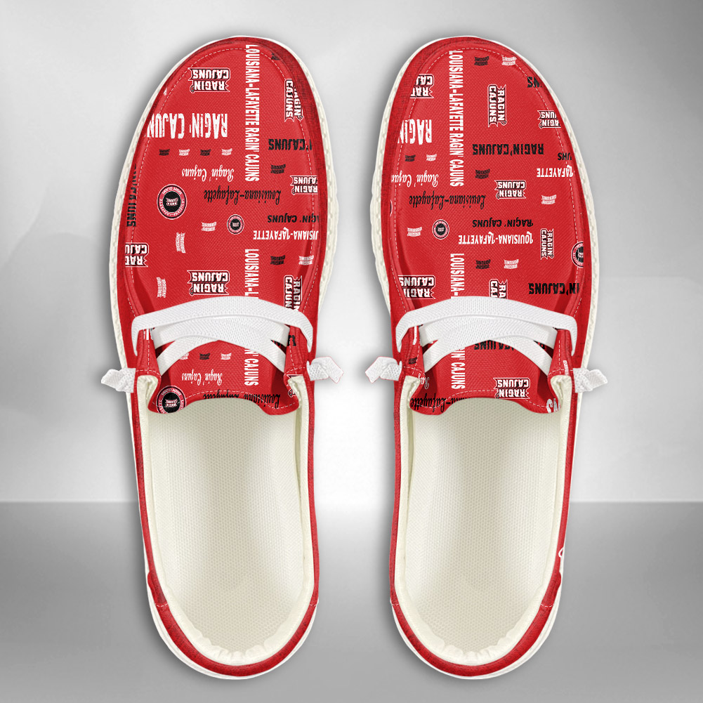 JWFancy NCAA Louisiana Lafayette Ragin' Cajuns Hey Dude Shoes Wally Men's Lace Up Loafers Comfortable For Men And Women