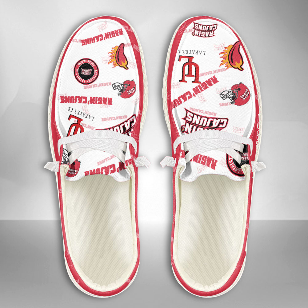 JWFancy NCAA Louisiana Lafayette Ragin' Cajuns Hey Dude Shoes Wally Men's Lace Up Loafers Comfortable For Men And Women