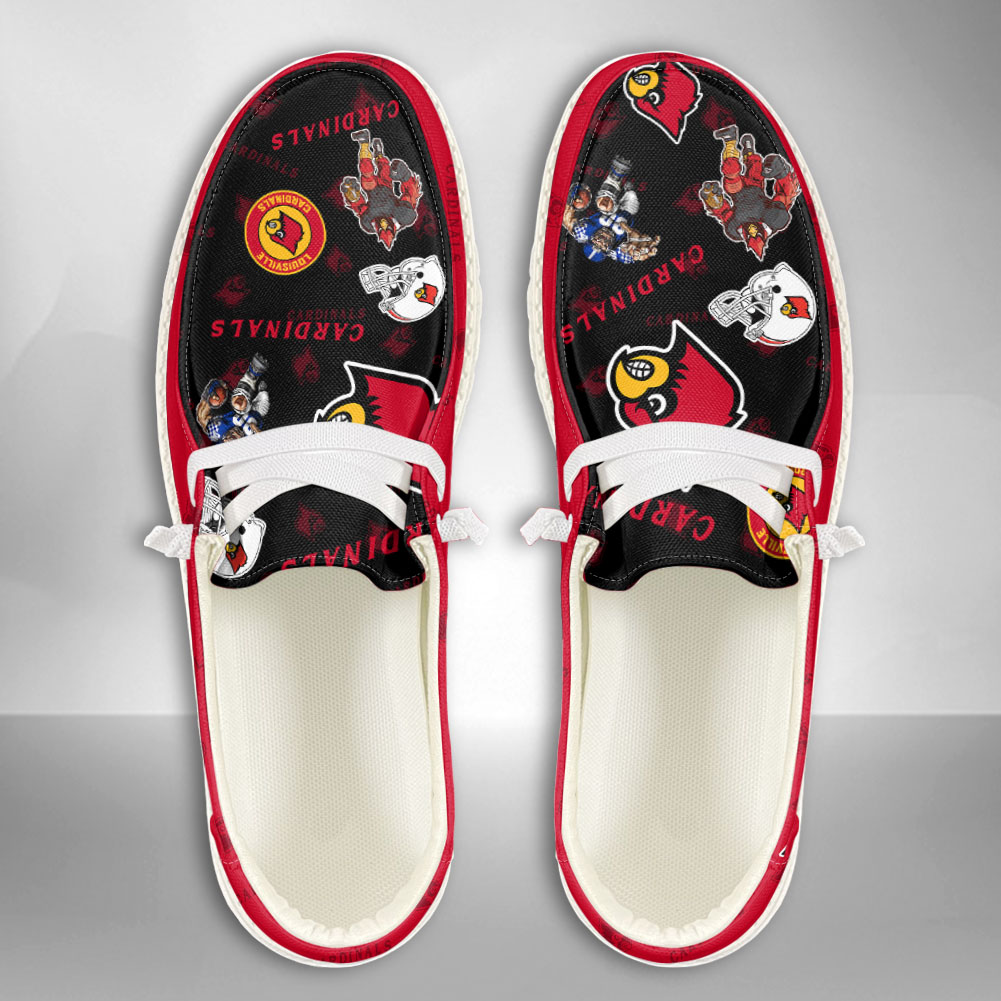 JWFancy NCAA Louisville Cardinals Hey Dude Shoes Wally Men's Lace Up Loafers Comfortable For Men And Women