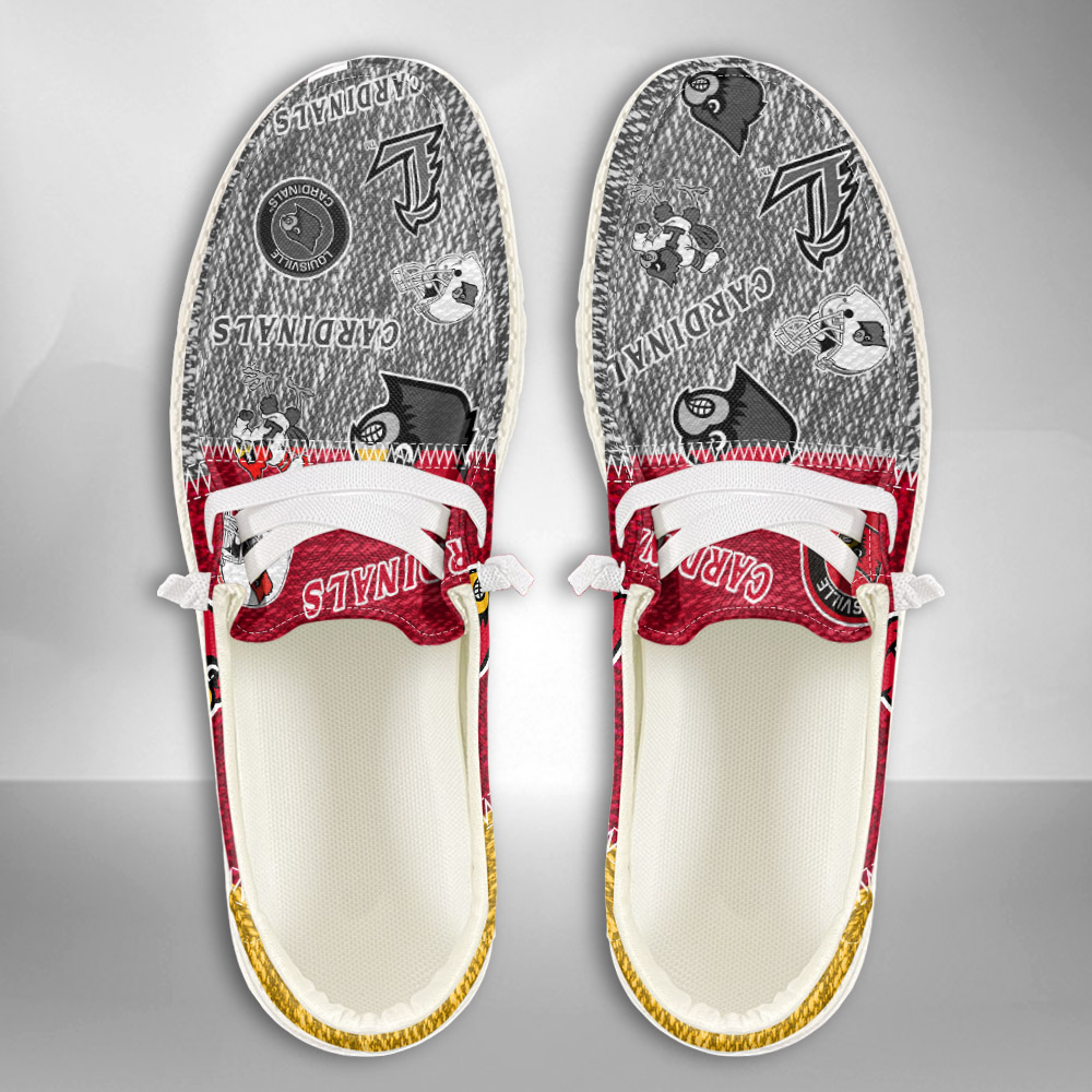 JWFancy NCAA Louisville Cardinals Hey Dude Shoes Wally Men's Lace Up Loafers Comfortable For Men And Women