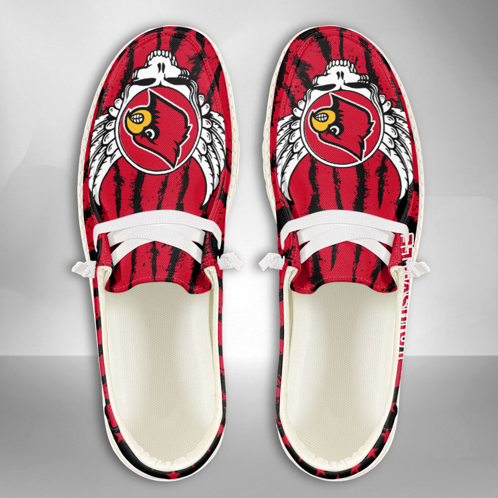 JWFancy NCAA Louisville Cardinals Hey Dude Shoes Wally Men's Lace Up Loafers Comfortable For Men And Women