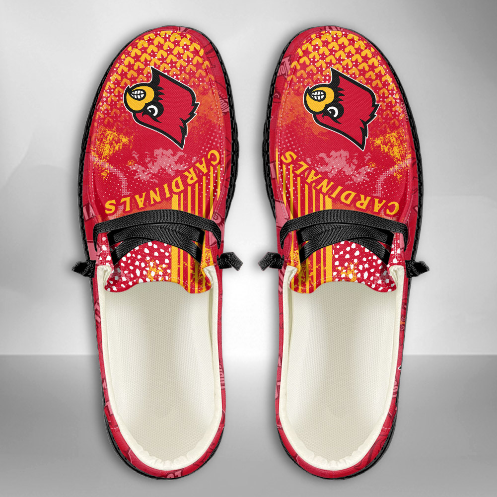 JWFancy NCAA Louisville Cardinals Hey Dude Shoes Wally Men's Lace Up Loafers Comfortable For Men And Women