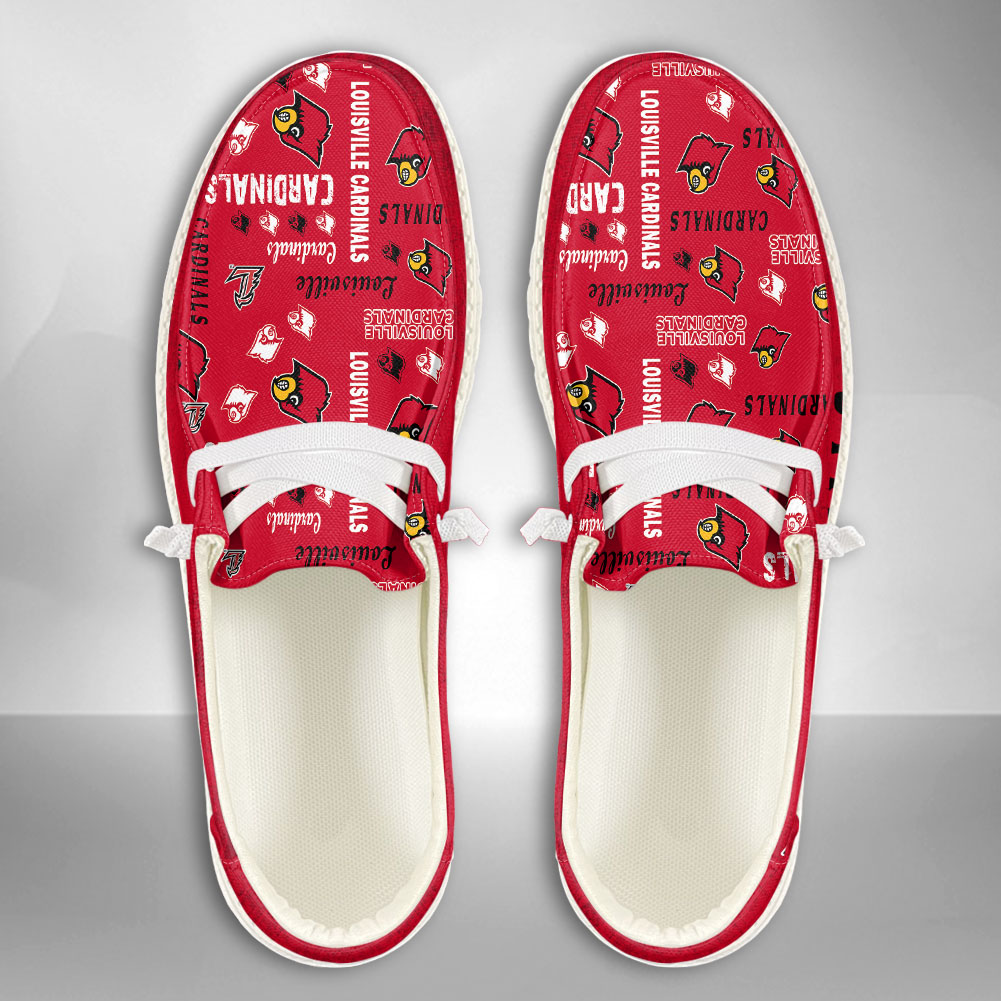 JWFancy NCAA Louisville Cardinals Hey Dude Shoes Wally Men's Lace Up Loafers Comfortable For Men And Women