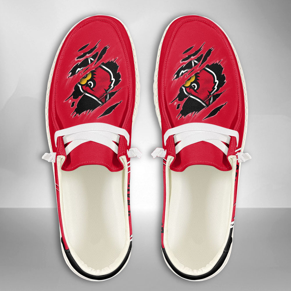 JWFancy NCAA Louisville Cardinals Hey Dude Shoes Wally Men's Lace Up Loafers Comfortable For Men And Women