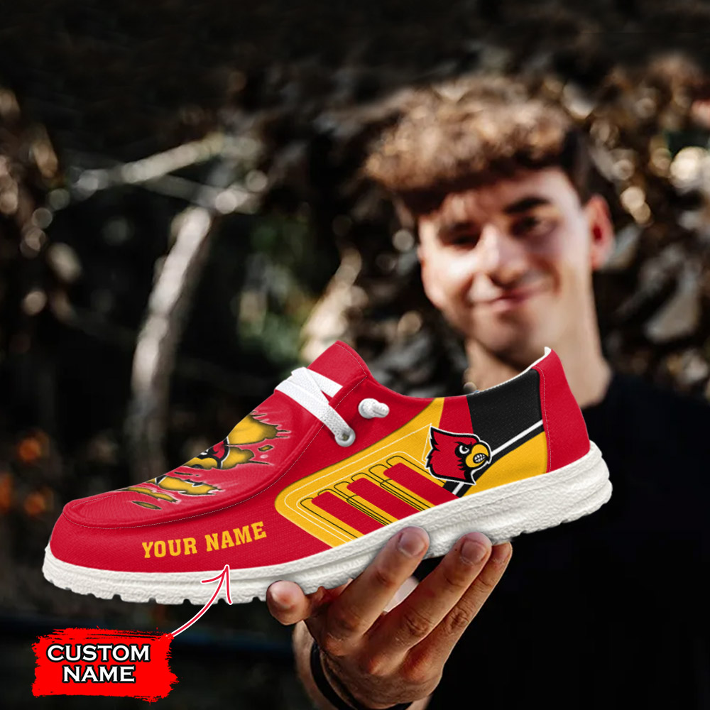 JWFancy NCAA Louisville Cardinals Hey Dude Shoes Wally Men's Lace Up Loafers Comfortable For Men And Women