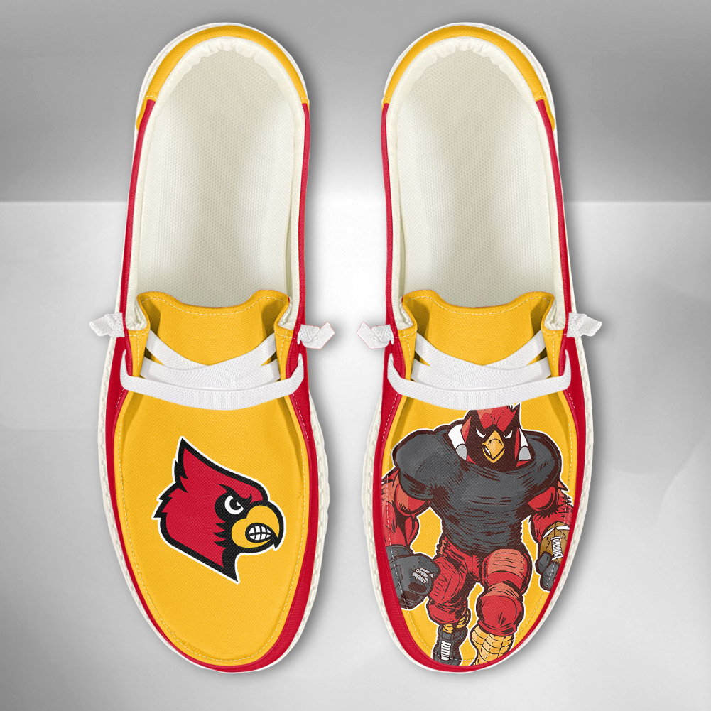 JWFancy NCAA Louisville Cardinals Hey Dude Shoes Wally Men's Lace Up Loafers Comfortable For Men And Women