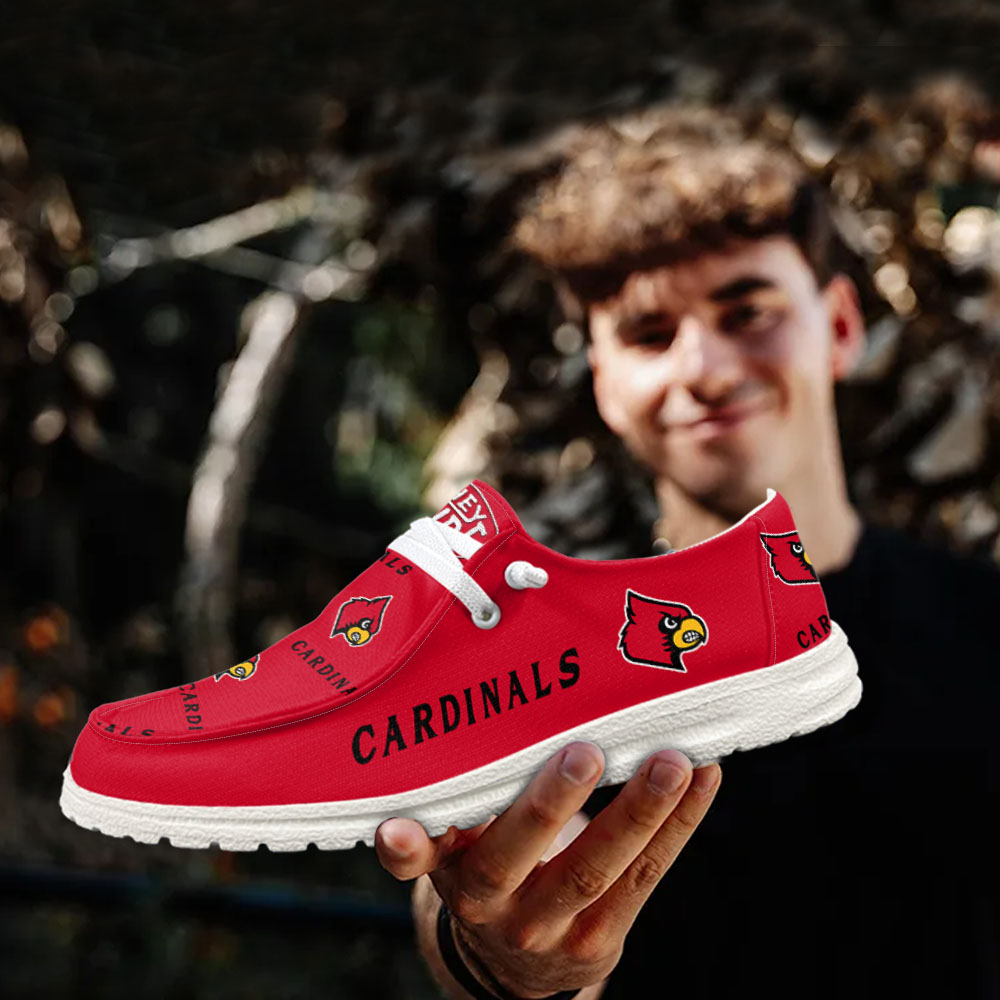 JWFancy NCAA Louisville Cardinals Hey Dude Shoes Wally Men's Lace Up Loafers Comfortable For Men And Women