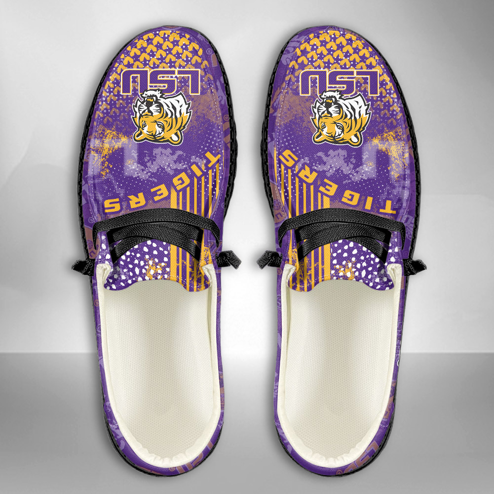 JWFancy NCAA LSU Tigers Hey Dude Shoes Wally Men's Lace Up Loafers Comfortable For Men And Women