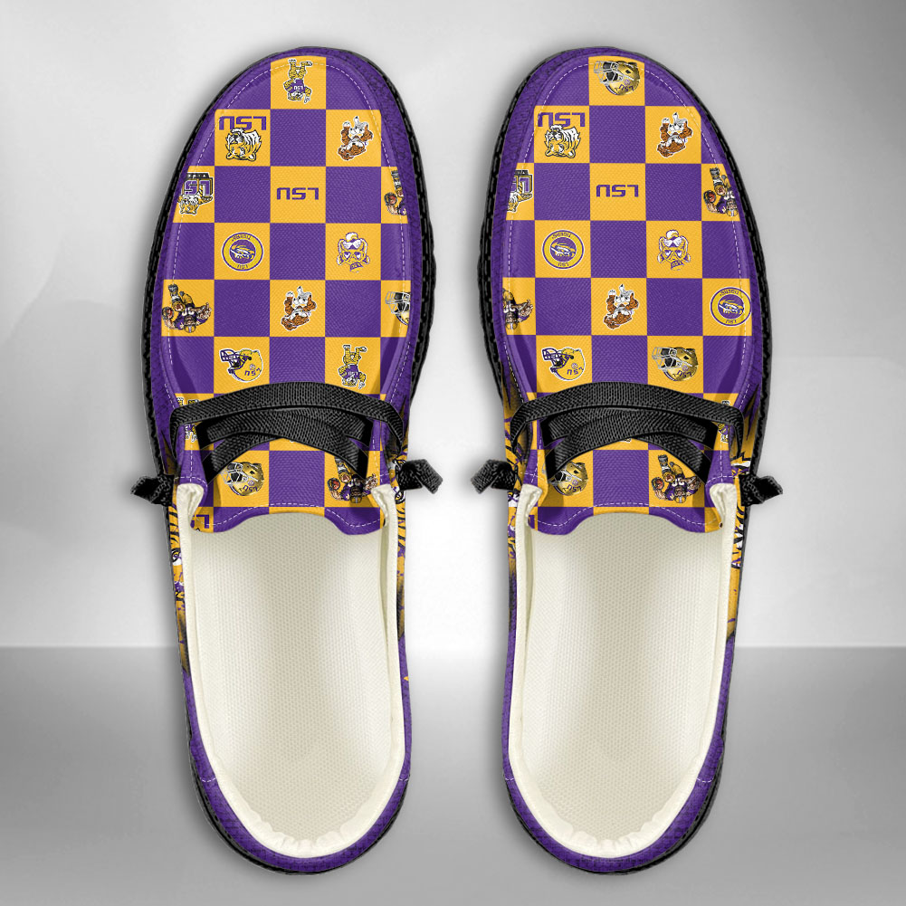 JWFancy NCAA LSU Tigers Hey Dude Shoes Wally Men's Lace Up Loafers Comfortable For Men And Women