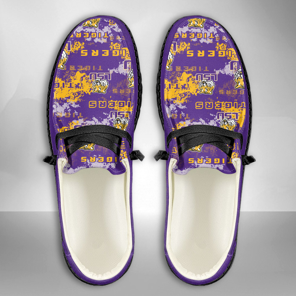 JWFancy NCAA LSU Tigers Hey Dude Shoes Wally Men's Lace Up Loafers Comfortable For Men And Women