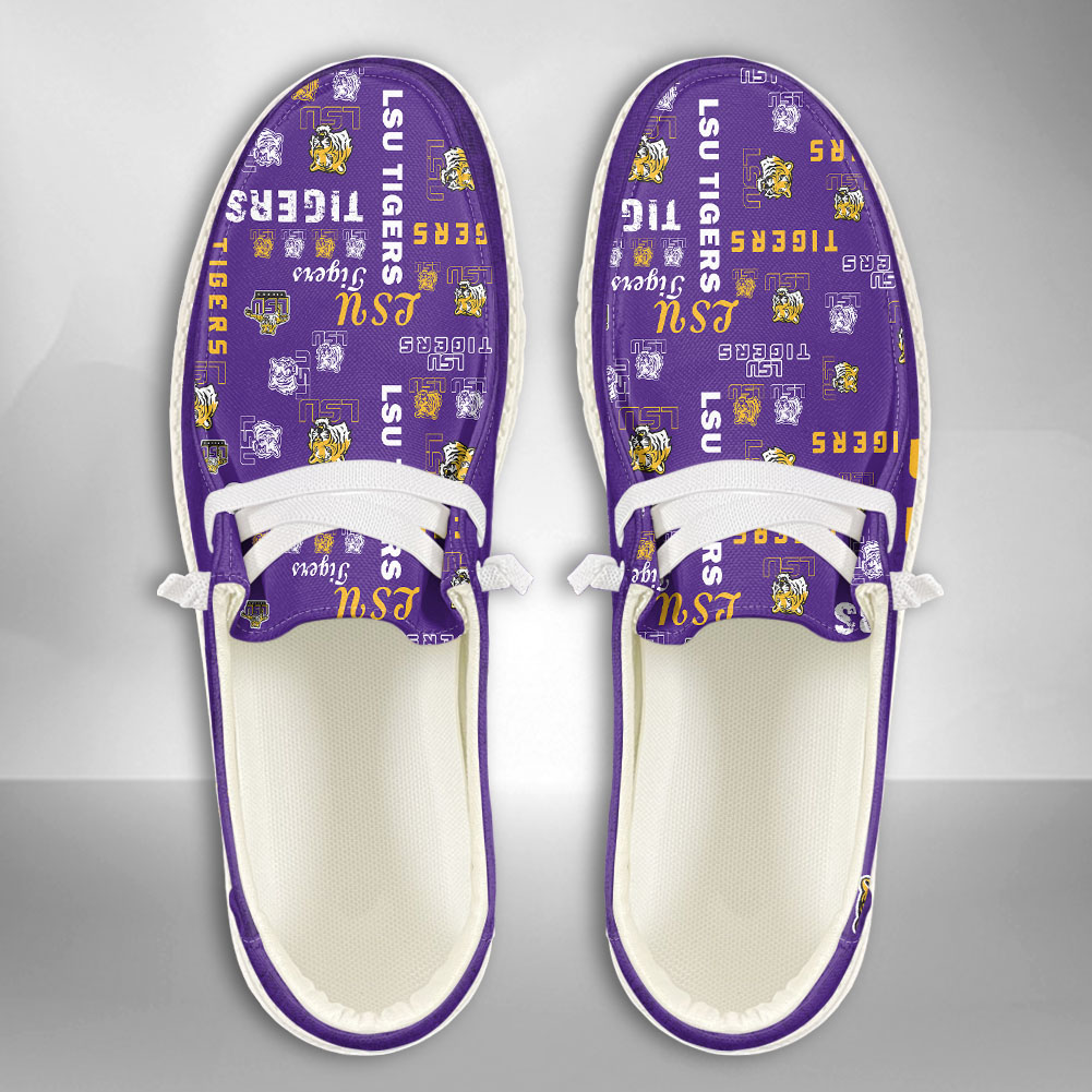 JWFancy NCAA LSU Tigers Hey Dude Shoes Wally Men's Lace Up Loafers Comfortable For Men And Women