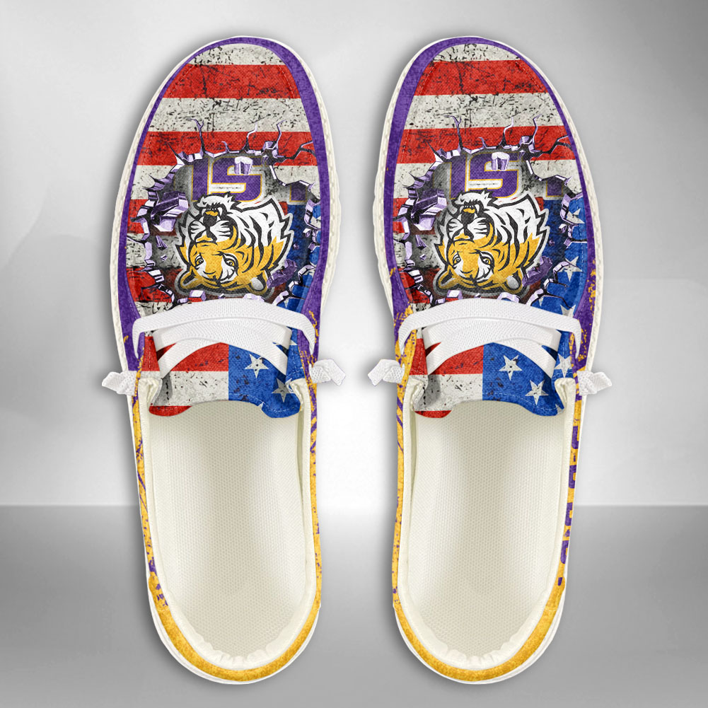 JWFancy NCAA LSU Tigers Hey Dude Shoes Wally Men's Lace Up Loafers Comfortable For Men And Women