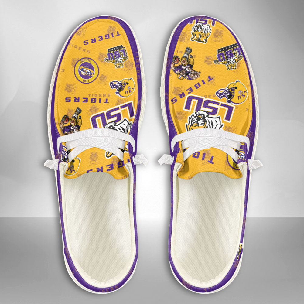 JWFancy NCAA LSU Tigers Hey Dude Shoes Wally Men's Lace Up Loafers Comfortable For Men And Women