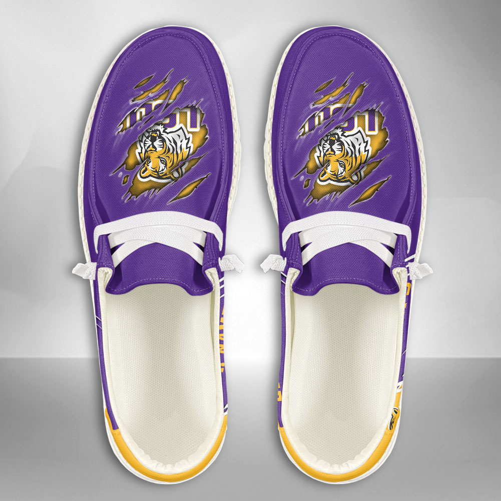 JWFancy NCAA LSU Tigers Hey Dude Shoes Wally Men's Lace Up Loafers Comfortable For Men And Women