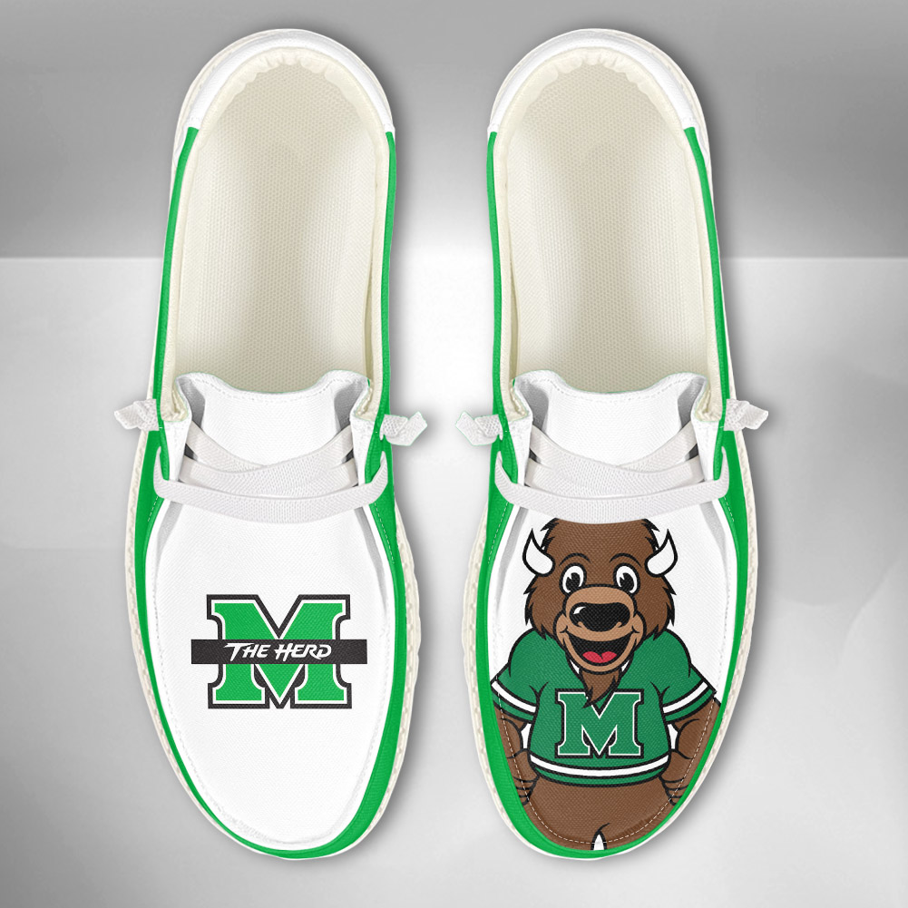 JWFancy NCAA Marshall Thundering Herd Hey Dude Shoes Wally Men's Lace Up Loafers Comfortable For Men And Women