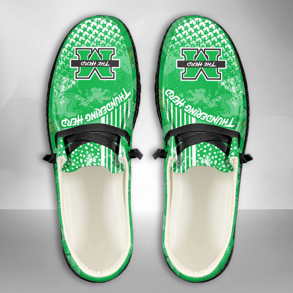 JWFancy NCAA Marshall Thundering Herd Hey Dude Shoes Wally Men's Lace Up Loafers Comfortable For Men And Women