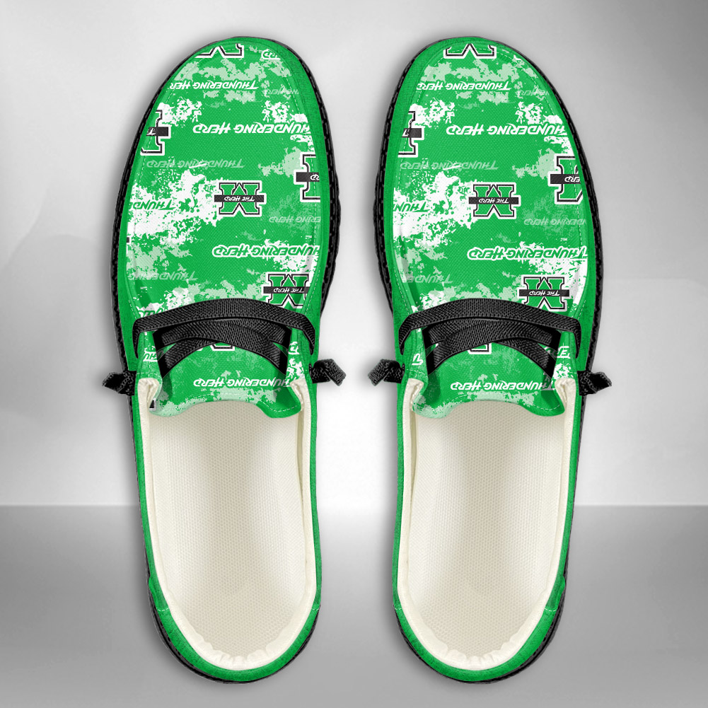 JWFancy NCAA Marshall Thundering Herd Hey Dude Shoes Wally Men's Lace Up Loafers Comfortable For Men And Women