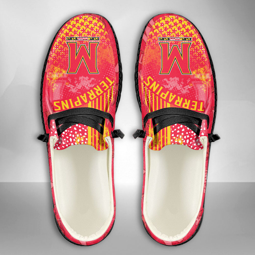 JWFancy NCAA Maryland Terrapins Hey Dude Shoes Wally Men's Lace Up Loafers Comfortable For Men And Women