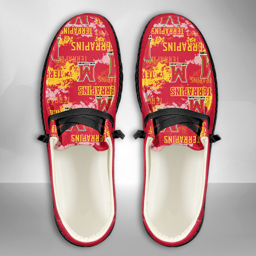 JWFancy NCAA Maryland Terrapins Hey Dude Shoes Wally Men's Lace Up Loafers Comfortable For Men And Women