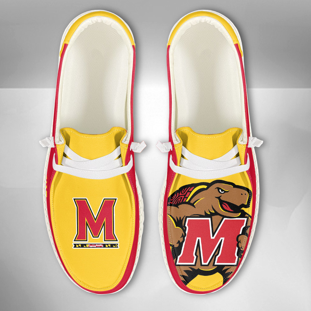 JWFancy NCAA Maryland Terrapins Hey Dude Shoes Wally Men's Lace Up Loafers Comfortable For Men And Women
