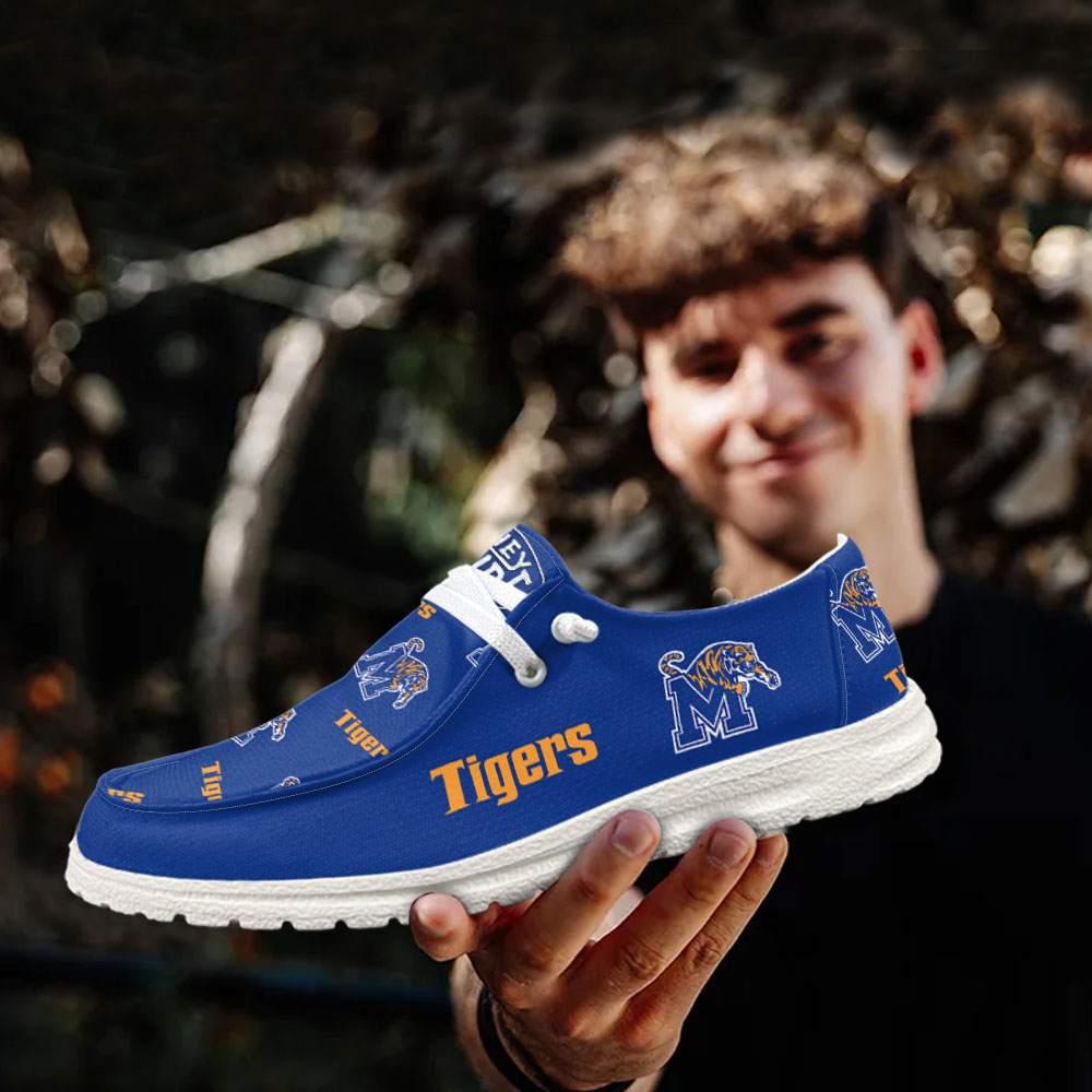 JWFancy NCAA Memphis Tigers Hey Dude Shoes Wally Men's Lace Up Loafers Comfortable For Men And Women