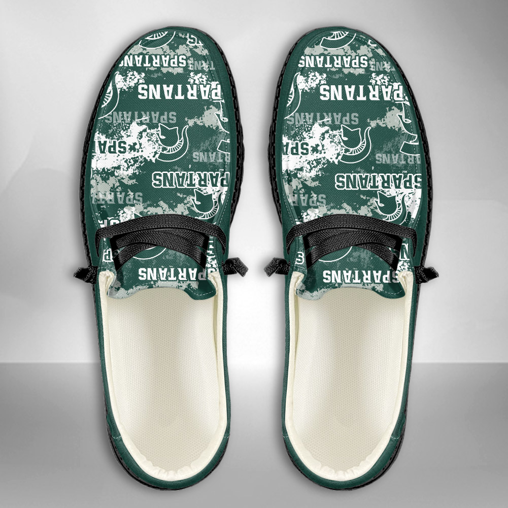 JWFancy NCAA Michigan State Spartans Hey Dude Shoes Wally Men's Lace Up Loafers Comfortable For Men And Women